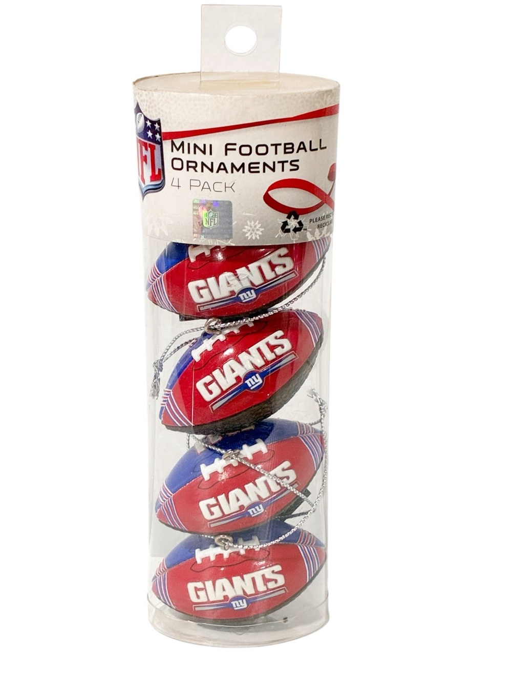NFL New York Giants Mini Football Ornaments Lot of 4 NEW